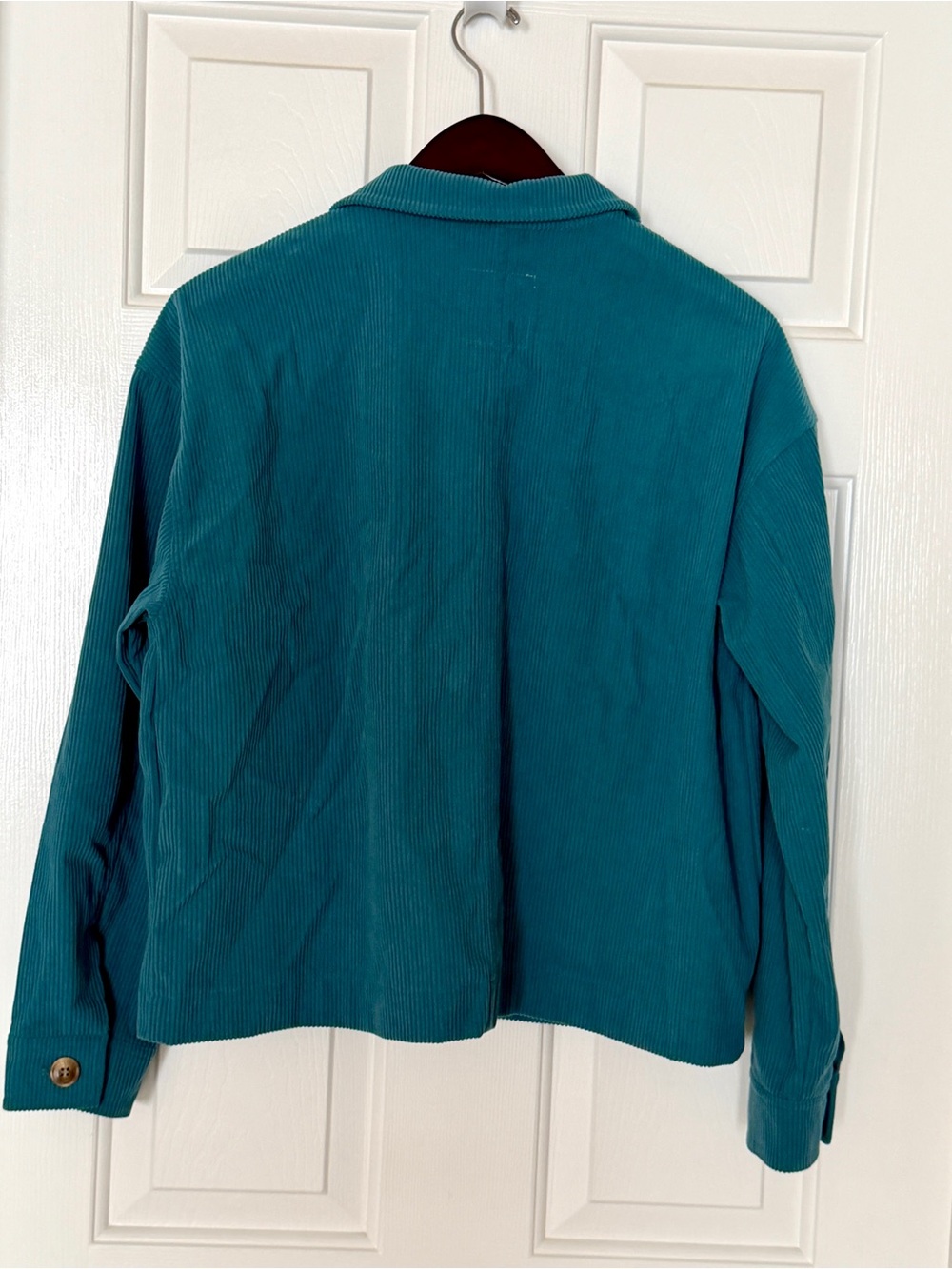 Avec Les Filles Teal Corduroy Cropped Utility Shacket Jacket M - Picture 3 of 8
